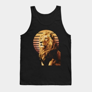 Retro lion with retro sunset Tank Top